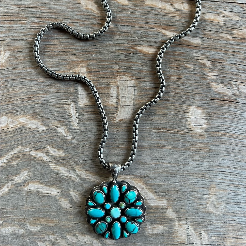 Sundance Turquoise Medallion w/ Sterling Necklace